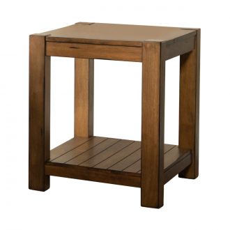 Rectangular End Table With Lower Shelf Rustic Brown