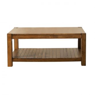 Rectangular Coffee Table With Lower Shelf Rustic Brown