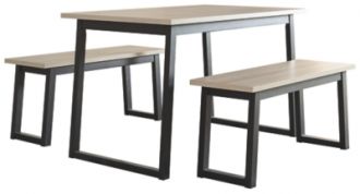 Waylowe Dining Room Table and Benches (Set of 3)